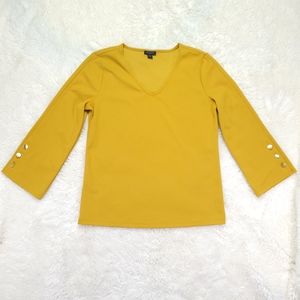 Ann Taylor Factory Mustard Yellow Flare Sleeve Top Size XS